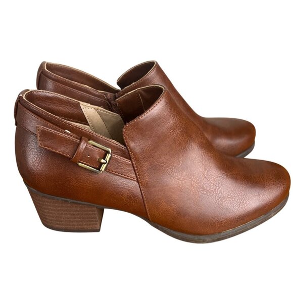 Naturalizer Soul Brown Faux Leather Ankle Boots With Zipper & Buckle Women 8 - Picture 14 of 14